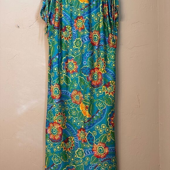 Christian Dior Lougewear | Vintage floral maxi Kaftan Mrs. Roper party moo moo - Picture 6 of 9